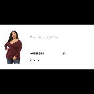 plus size Forever 21 Burgundy babydoll top